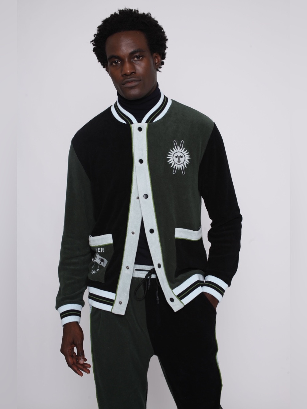 Tombolo ‘Après Ski’ Cabana Jacket Green Colorblock, Size Medium